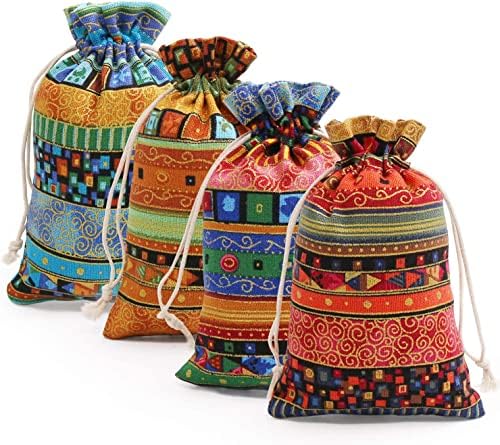 24 Парчиња Торбичка За Бонбони За Накит Во Египетски Етнички Стил, Мали Торби За Подароци Со Врвки За Влечење Кесичка Од Памучна
