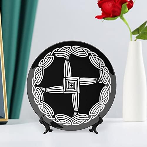 Крст -јазол на Селтик Свети Бригид Смешна коска Кина Декоративна чинија Керамички плочи занает со приказ за украси за домашни канцеларии