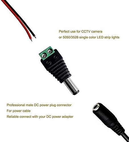 Снабдување за електрична енергија Davitu - Allishop 5 PCS LED светлина CCTV 12V 2,15,5 mm DC Power MALE MALE DC напојување AC адаптер