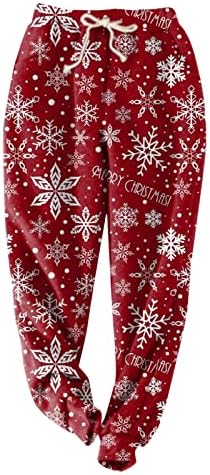 Хеланки со високи половини за жени Божиќни истегнати меки јога панталони црвени карирани графички слаби зимски хеланки за жени