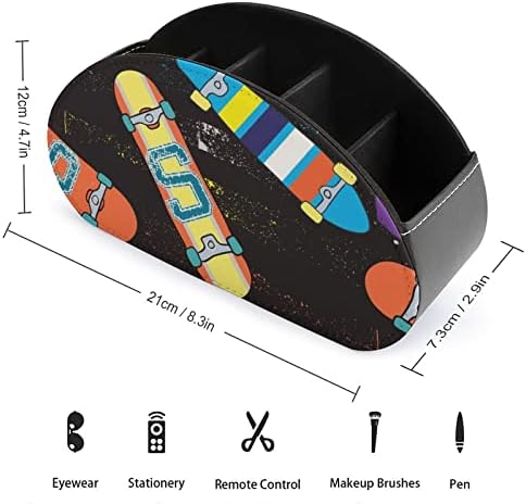 Скејтборди модерен држач за далечински управувач со 5 оддели PU кожа мути-функционална канцеларија организација на табела за складирање на