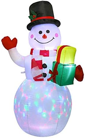 Aizyr LED сјајно надувување снежен човек, Божиќна Божиќна декорација на снежен човек со пумпа за воздух и ротирачки LED светла за