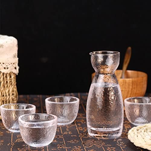 Стаклени чаши за чаши од кабилок мартини Поставете тенџере поставете јасно стакло јапонски раб поставете со 1 шише за раб и 4 чаши за рабни уникатни