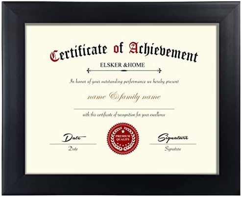 Рамки за црна диплома Елскер и Дома 8,5 x 11, рамка за сертификат и документ со вистинско стакло за приказ на wallидови или таблети