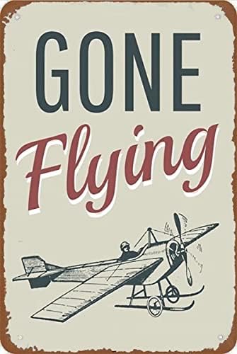 Wzvzgz Gone Flying знак, знак на летачки авион, декорација на авиони, знак на пилотски авион, услуга за летање, декор на аеродроми, декор
