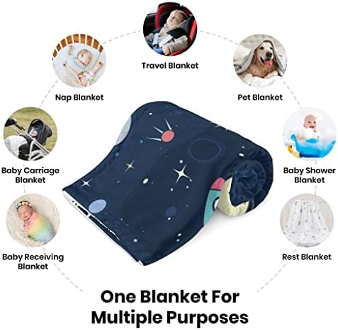 Бебе ќебе за момчиња девојчиња новороденче, вселенски астронаут печатено супер меко удобно дете ќебе за креветчето, шетач, патување и кревет