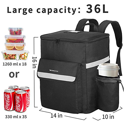 Ранец за испорака на термичка храна со држачи за чаши, изолирани ранец за испорака на пица, џеб од мрежа и прозорец за приемот, ладилник