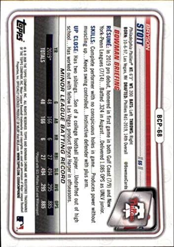 2020 Bowman Chrome Properces BCP-68 Bryson Stott RC Rcikie Philadelphia Phillies MLB Baseball Trading Card