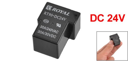 Uxcell црна пластична обвивка SPDT реле за напојување, RT90-DC24V тип, 24V DC