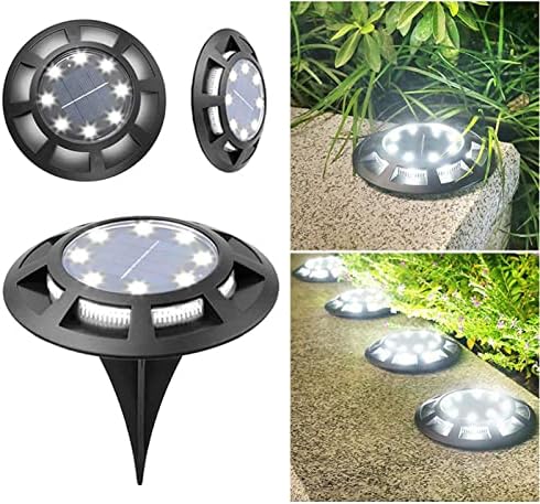 16 LED светла соларна земја, дворни светла на отворено соларни диск светла Водоотпорни LED светла двор, палуба, тревник, внатрешен двор, патека