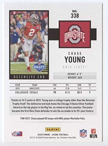 2020 Резултат 338 Chase Young RC RC Dookie Ohio State Buckeys Football Trading Card