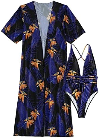 Облека за пливање за жени 1 парче лабаво вклопување на стомакот Контрола на екипажот на вратот Цветни 2023 лето плажа за одмор мода за