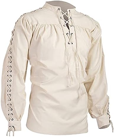 Гроздобер машка витешка руфла со долги ракави средновековна кошула готска ретро кошула врвови