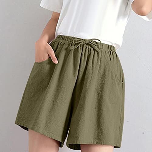 Атлетски шорцеви на BZPiz за жени со џебови, случајни влечни еластични удобни шорцеви со високи половини кои трчаат летни обични