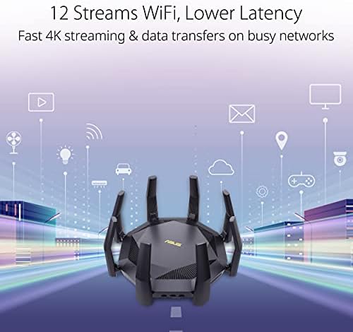ASUS AX6000 WiFi 6 Игри Рутер-Двојна Бенд 12-Тек Гигабит Безжичен Интернет Рутер, Двојна 10g Порти, Игри &засилувач; Стриминг, AiMesh