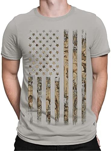 Елхое Менс 4-ти јули кошули Дише удобно графички маица со кратки ракави за атлетски перформанси маица