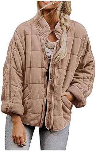 Јутарал зимски палта за жени обични топло пријатни преголеми ватирани јакни со долги ракави по поштенски патент плус големина пуфтер јакна