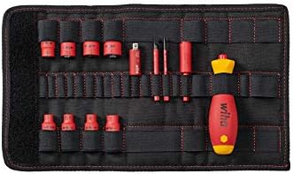 Wiha Slimvario Electric 43467 1/4-инчен сет 13 парчиња измешани во шрафцигер за преклопување на џеб и приклучок за црвено жолта боја