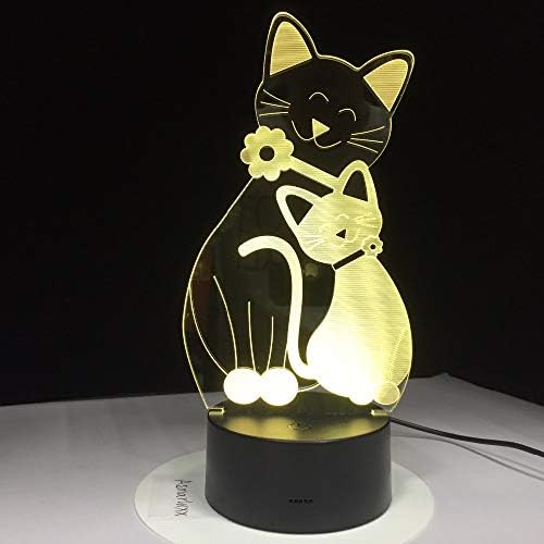 3dlamp Симпатична блиц мачка ламба 7 бои Промена на ноќната светлина атмосфера светлина 3D маче расположение за допир ламба дома декор