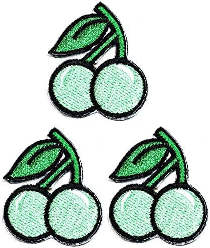Кленплус 3 парчиња. Мини Зелена Цреша Овошје Железо На Закрпи Симпатична Овошје Цртан Филм Деца Моден Стил Везени Мотив Апликација Декорација