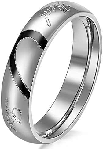 Облик на срцето на Ојалма overубовник 316L Менски жени ветуваат прстен „Вистинска loveубов“ двојки на свадбени прстени - 1