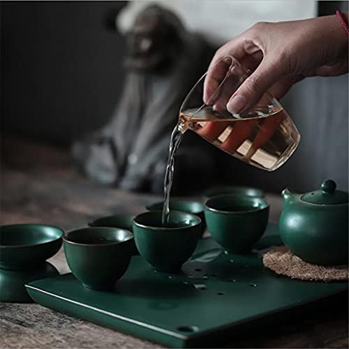 Lkyboa Јапонски керамички кунг фу чај сет темно зелена глазура чај услуга Антички xishi чај церемонија украси (боја: б, големина