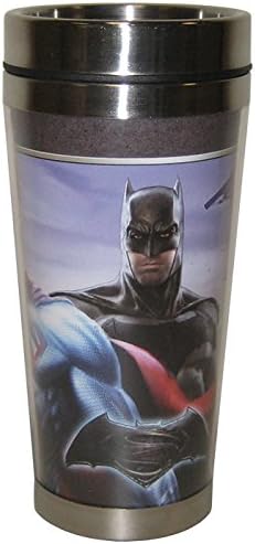 Вестленд подарок Бетмен против Супермен Заедно се бориме со чаша од не'рѓосувачки челик и акрилна патување, 15 мл, повеќебојни