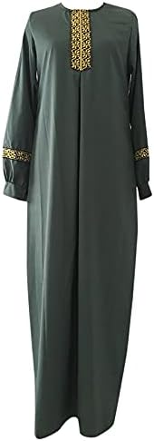 Женски Секојдневни Фустани 2023 Цветни Долги Ракави До Подот Кафтан Фустан Лабава Islпска Џилбаб Исламски Долги Фустани