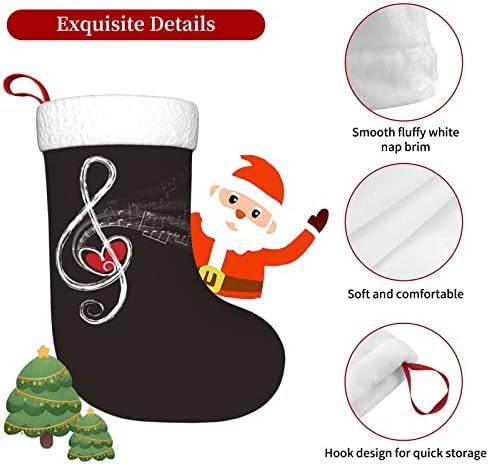 Waymay Treble Love and Music Notes Божиќно порибување 18 инчи Божиќ што виси чорап класичен празник за украсување чорапи
