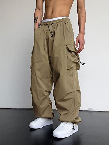 Ојоангл машки карго панталони Еластични џебови од половината, хип хоп баги хареми панталони