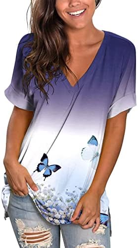 Zlovhe Plus Size Tee кошули за жени пролетни летни модни плажа обични печати лабава маица со кратки ракави на врвот на врвот