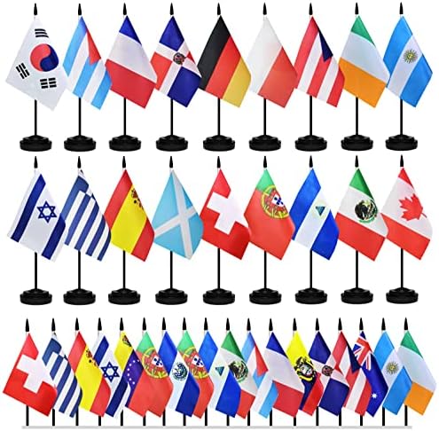 100 Земји Од Земјата Делукс Биро Знаме Постави Меѓународна Земја Канцеларија Табела Знаме Со Црна Штанд База, Светски Земји На Секој Континент