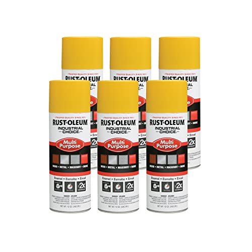 Rust-Oleum 1644830-6PK Индустриски избор 1600 Систем повеќенаменски спреј за спреј, 12 мл, ОСХА Безбедност жолто, 6 пакувања