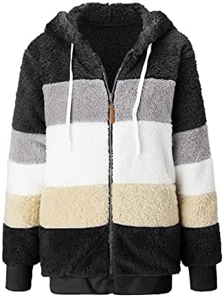 Зимски зимски лажички бушава јакна топла патент нагоре со качулка лепенка палто преголема стрижена облека