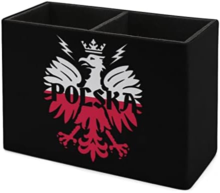 Полска орел Полска гордост Пу кожа пенкало за молив држач за држачи за купови за куќиште на кутија за контејнери за канцелариски садови