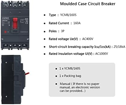 Scruby YCM8-160S 3P AC400V 25/18KA MCCB фиксна обликувана струја за дистрибуција на струја