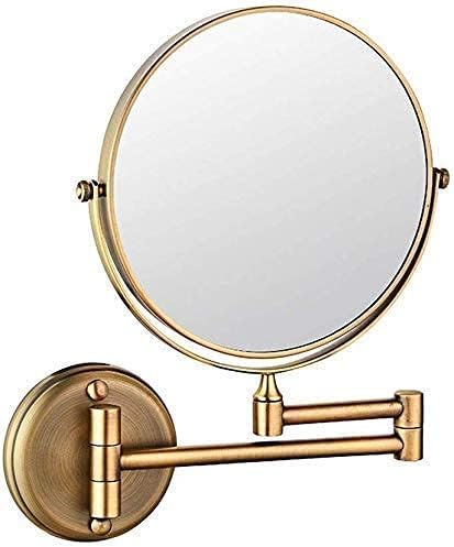 Lianxiao - Проширување на козметичко бричење на бањата за склопување на огледало -3x зголемување Златен месинг на месинг на суета огледала