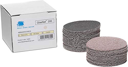 Стаклен полски GP14304 GLASNET-200 груб одделение абразивен диск со кука и јамка, силиконски карбид за пескарење/Ø 3 инчи/пакет од 50 дискови