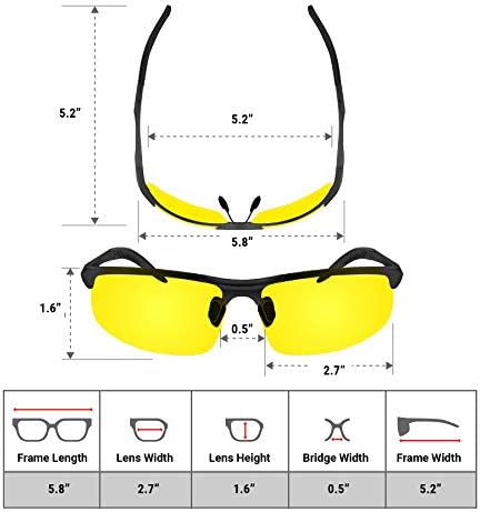 Blupond жолти очила за мажи/жени - Полу -поларизирани безбедносни очила за анти -магла за крајна заштита на очите