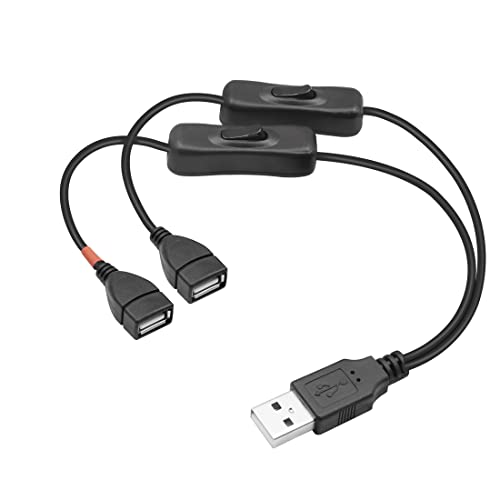 Yacsejao USB сплитер со Switch USB USB 2,0 машки до двојно USB женски Jackек y Splitter Вклучен/исклучен кабел за полнење