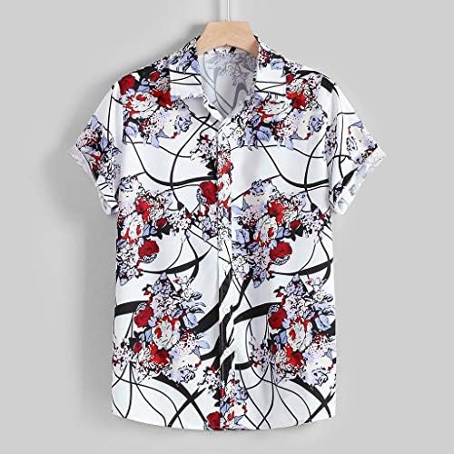 XXBR Менс лето Хавајски кошула со кратки ракави со кратки ракави надолу тропски кошули Бохо опуштено вклопување на обични плажа врвови