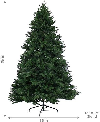 Sunnydaze Величествена бор од 8 -метри елка - Внатрешен нелит ПВЦ вештачко дрво со метални штандови - фирми со шарки - целосен профил