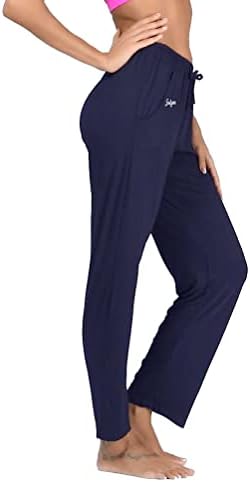 Јорлин женски јога панталони долги модални удобни панталони за влечење лабава права нога за јога трчање спорт со џебови