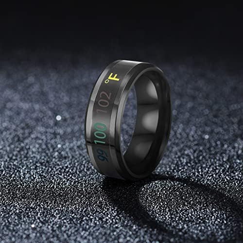 Титаниум челик температурен прстен Температура на телесните прстени девојки трендовски полуколон паметни промени во боја титаниум