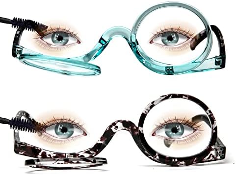 MMOWW 2 пара читатели на шминка Флип-врвни модни очила за читање за жени со двојни леќи