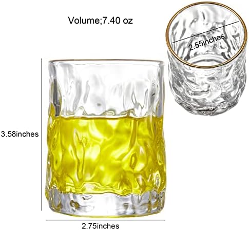 Haloyivgo Виски Очила Во собата на 2,Злато Bande Бандажи 7.4 мл Кристално Чаши За Пиење,За Бурбон,Скоч,Коктели,Коњак,Текила,Ирски, Ракија ' Gift
