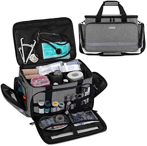 Клиничка торба за медицинска сестра, медицинска торба со внатрешни делители и дното на лизгање за домашни посети, здравствена заштита, хоспис,