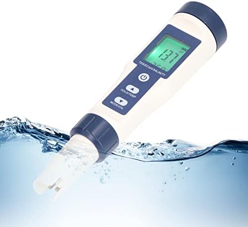 Тестер за квалитет на водата, дигитален мерач за квалитет на водата, 5 во 1 pH соленост температура TDS EC водоотпорен мерач на квалитет