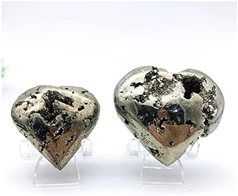 Heeqing AE216 1pcs Природна пиритска форма на срцето кварц кристали суровини и минерални лековити енергетски камења примерок домашен декор подарок