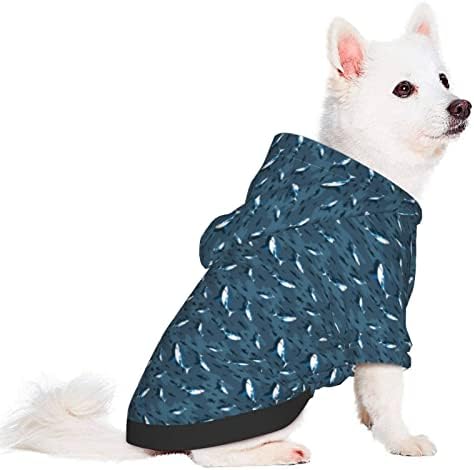 Апстрактна облека за дуксери за кучиња за домашни миленици, зиг -цак неуредна тон линии, топла облека за кученца со капаче за
